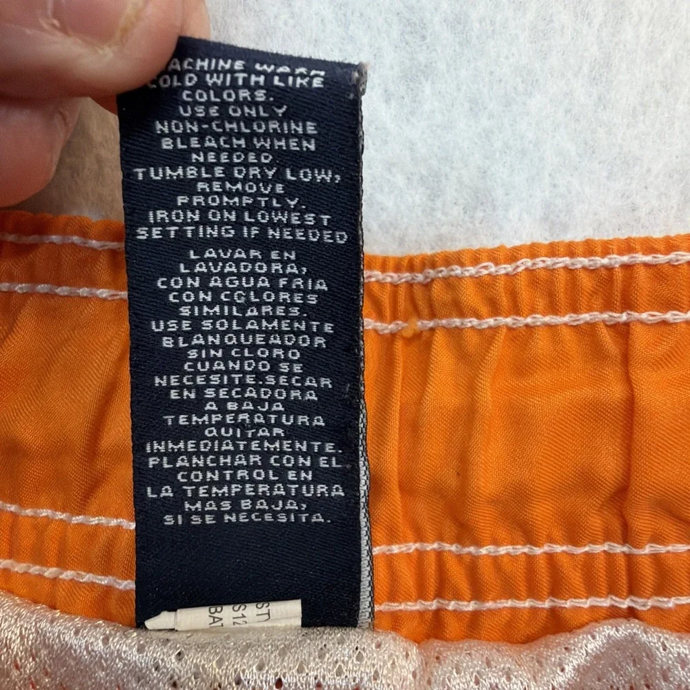 Nautica Youth Teen Boys Kids Lined Swim Trunks Shorts XL 18 20 Orange White EUC